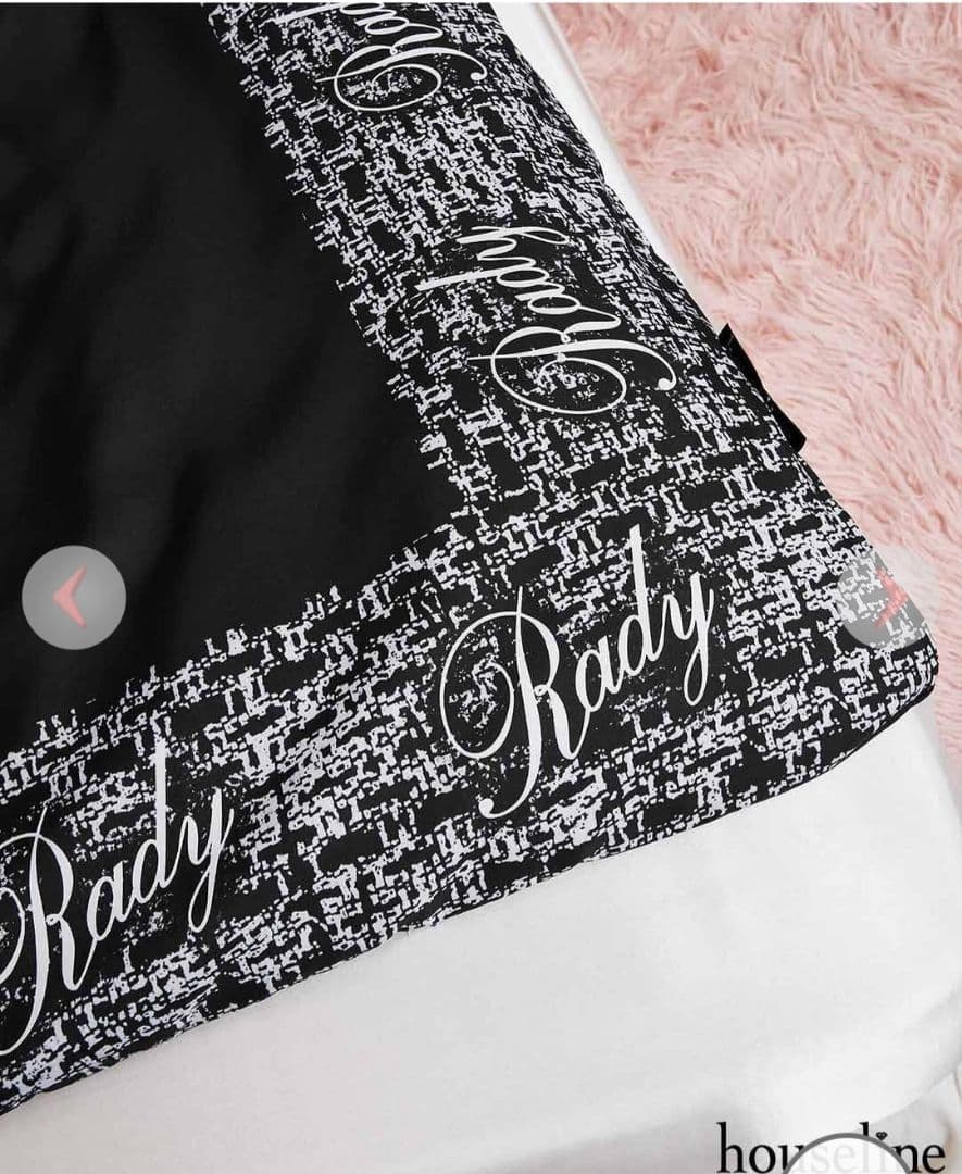 rady ツイードフレームベッドカバー　ブラック　ダブルサイズ