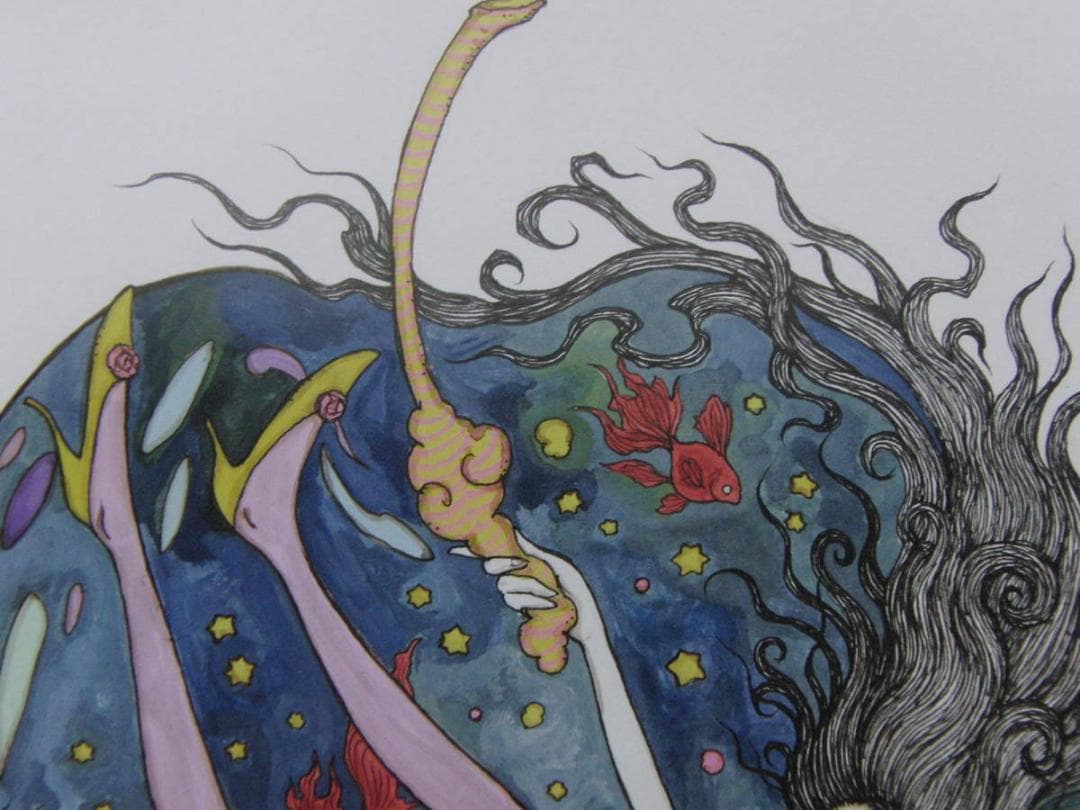 天野弓彦、【Girl】、希少な額装用画集より、状態良好、新品額装付