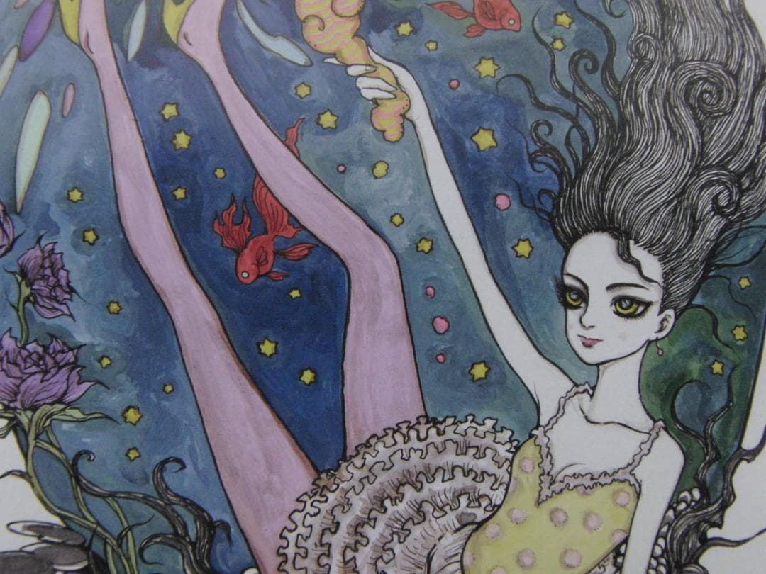 天野弓彦、【Girl】、希少な額装用画集より、状態良好、新品額装付