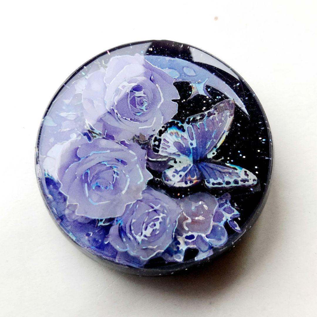 【1661】レジン　月　蝶　ヘアゴム　ポニーフック　ブロ―チ　ハンドメイド