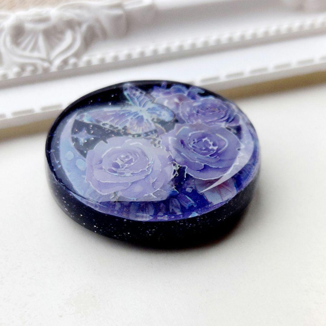 【1661】レジン　月　蝶　ヘアゴム　ポニーフック　ブロ―チ　ハンドメイド