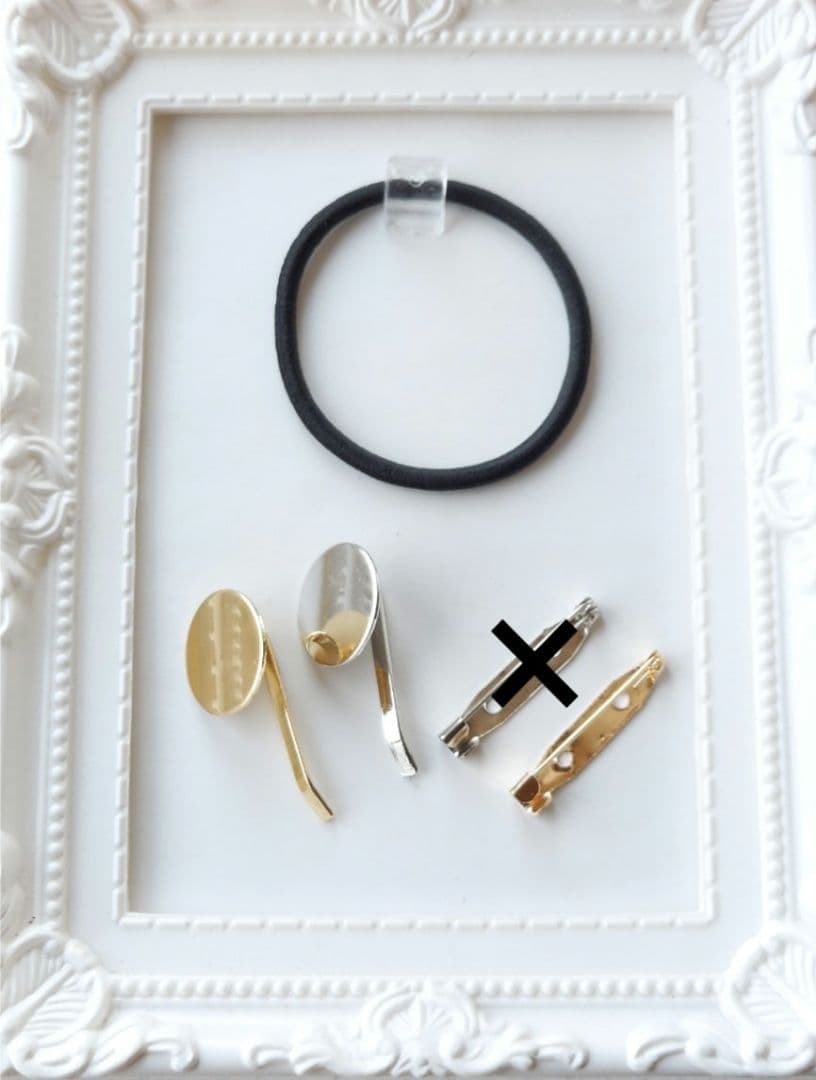 【1661】レジン　月　蝶　ヘアゴム　ポニーフック　ブロ―チ　ハンドメイド