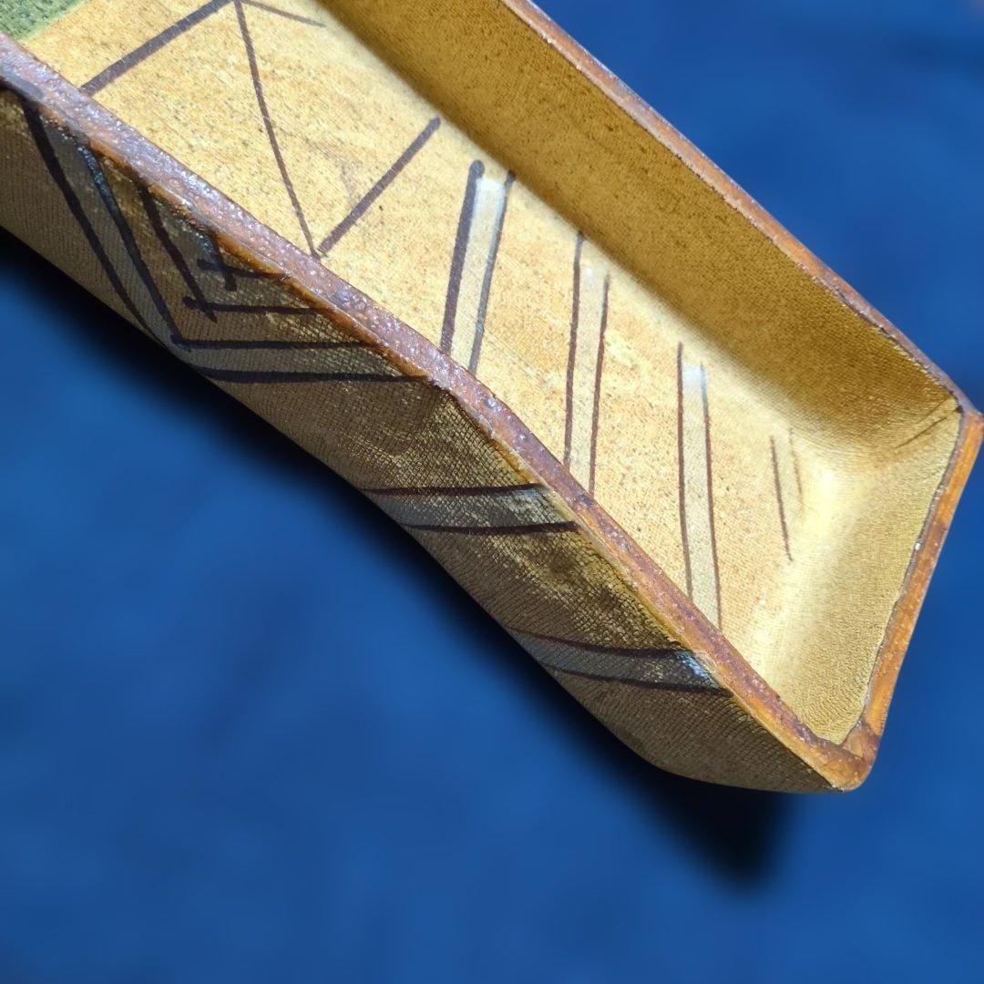 小原流生け花 古い織部焼 緑✕土色長型水盤 花器 - メルカリ