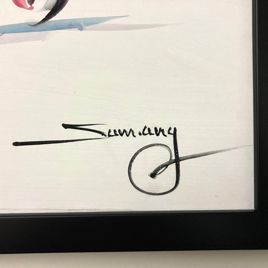 【カンボジアで購入】絵画 人力車 僧侶 アート フレーム付き