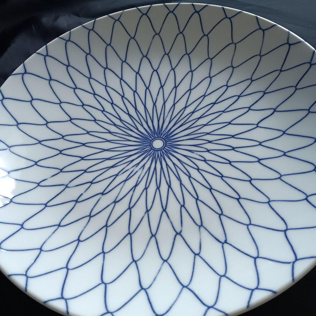 青い幾何学模様の平皿 2枚セット 手描網9号皿 [ 27×4㎝ ] 有田焼大皿