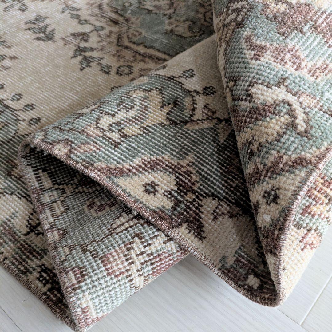 108×203 グリーン王道メダリオン トルコヴィンテージラグ - メルカリ