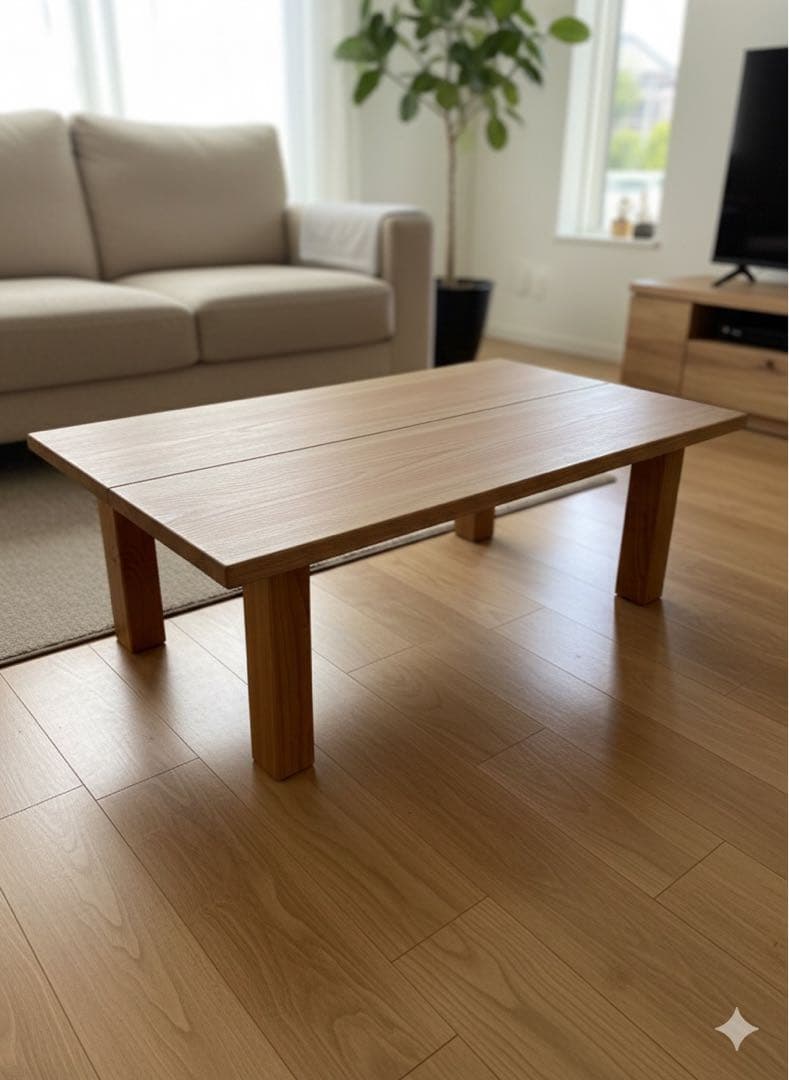 ナチュラルウッド 木製センターテーブル