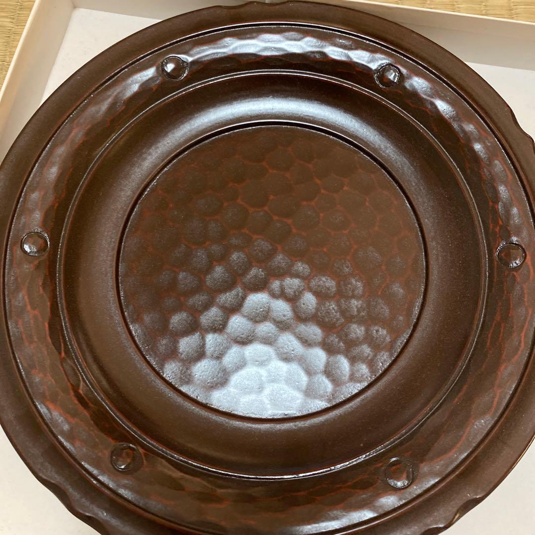 鎌倉彫　陽堂　古瓦盆　8寸　刀目