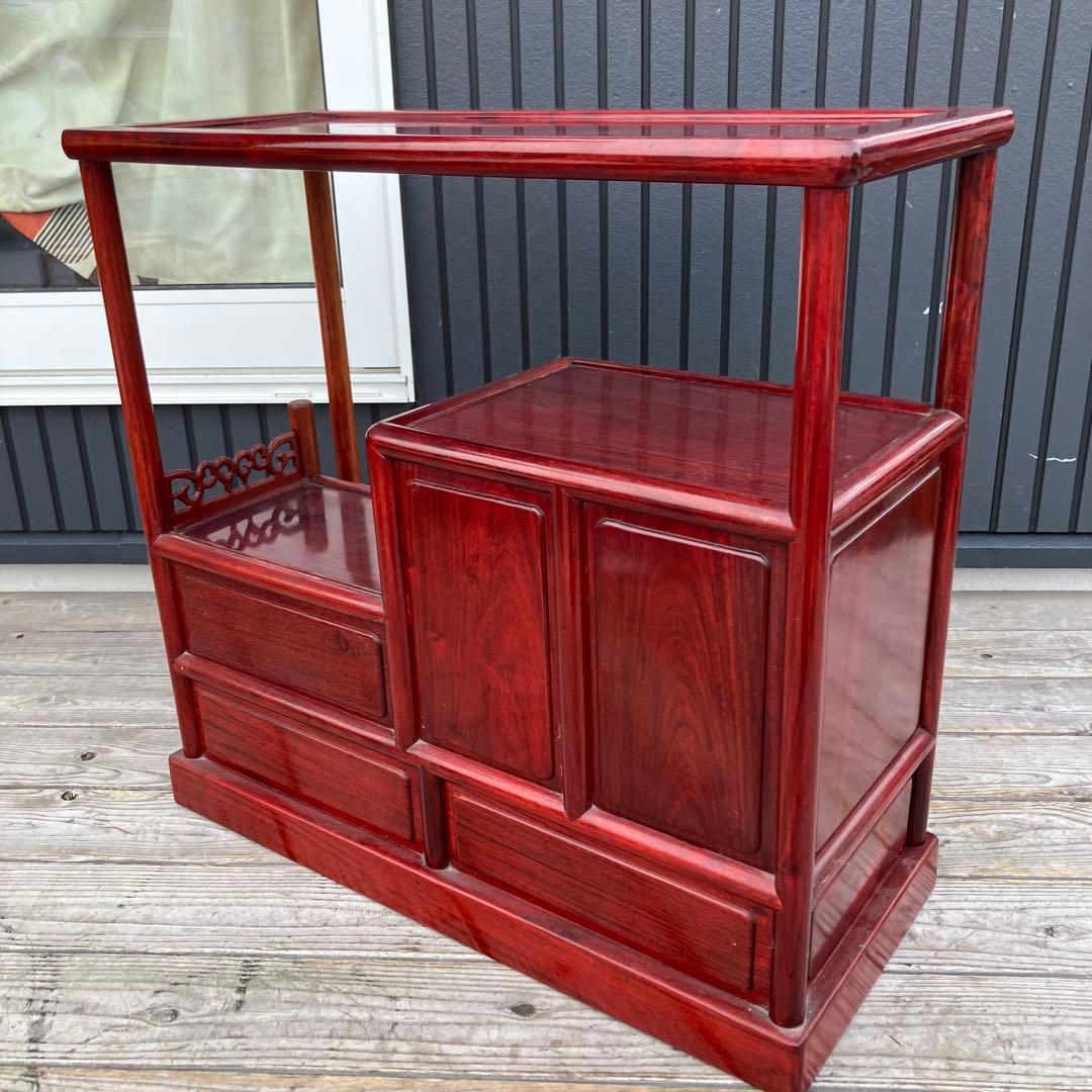 唐木家具 銘木 花梨 茶箪笥 茶棚 飾り棚 中国骨董 サイドボード ビンテージ