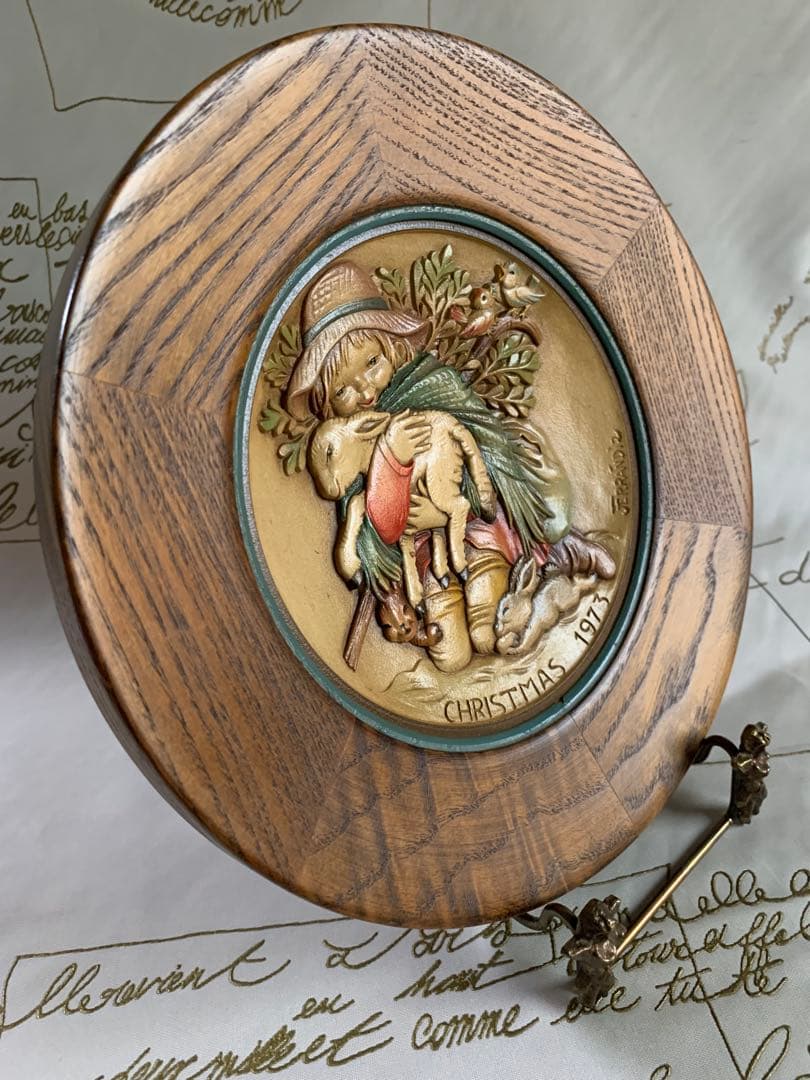 アンリ人形 ビンテージ1973年クリスマス木製プレート！可愛い過ぎます！