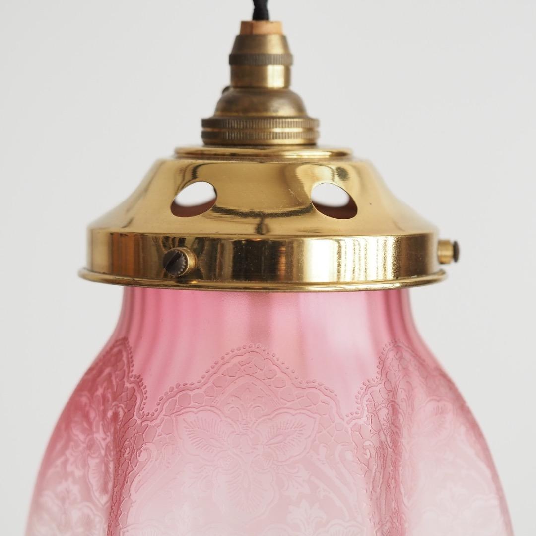 シェードランプ 天吊ランプ エッチング / アンティーク 英国製