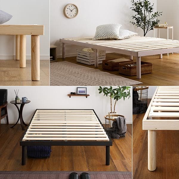 パイン材高さ2段階調整脚付きすのこベッド(セミダブル)