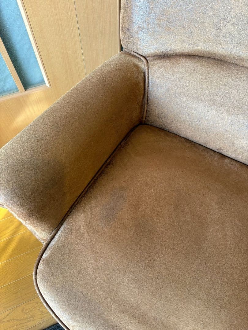 VINCENT ヴィンテージレザー調ファブリックコンパクトシングルソファ