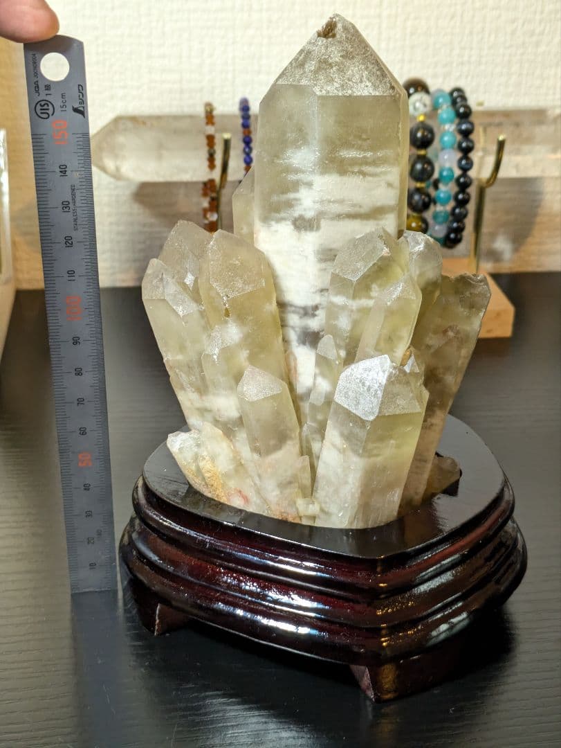 大迫力✨ 超高品質✨ シトリンクラスター 木製台座付き
