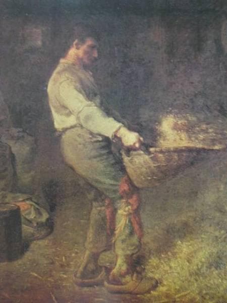 ジャン＝フランソワ・ミレー、【箕をふるう人】、希少な額装用画集より