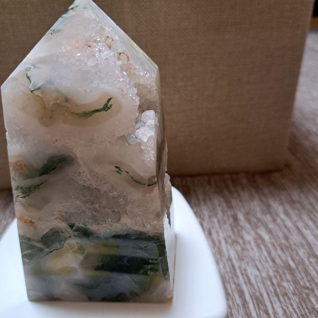 モスアゲート　天然石　タワーポイント　結晶　キラキラ✴️原石