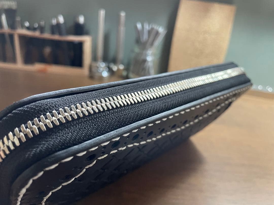 編み込み ラウンドファスナー ロングウォレット