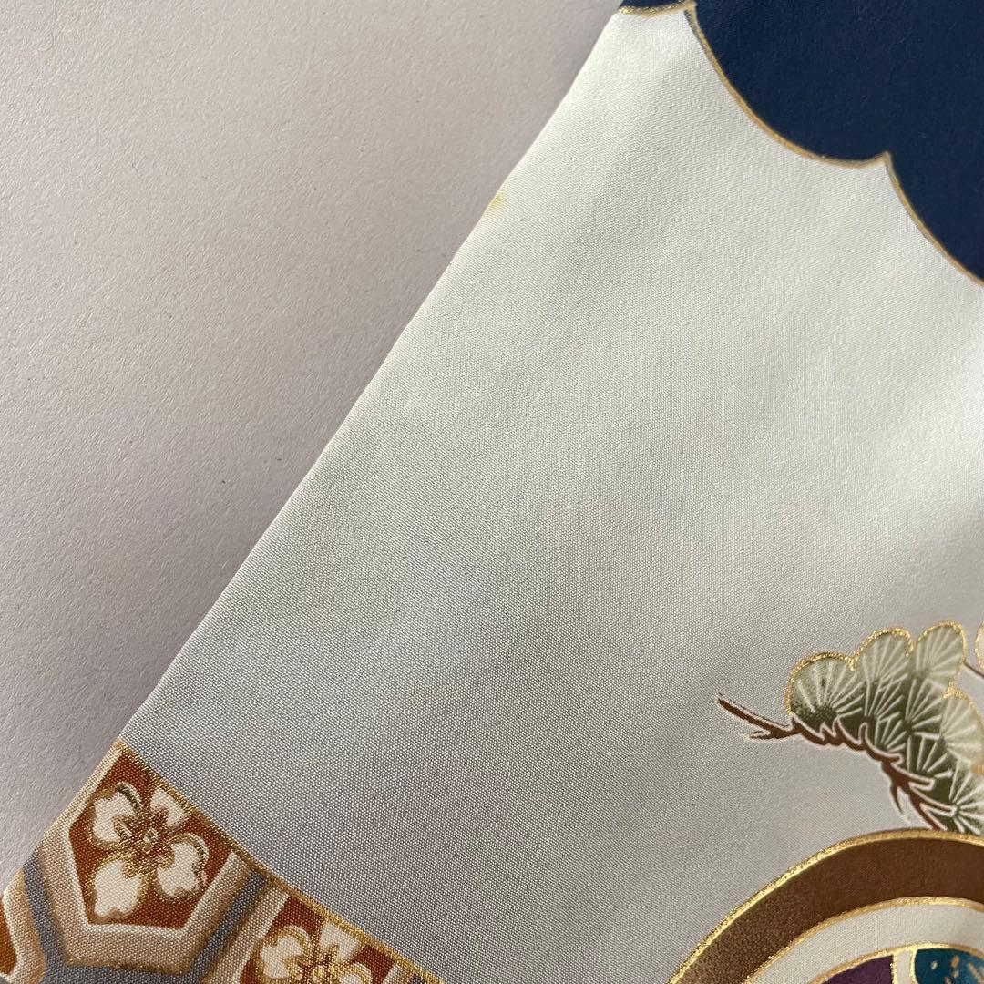 七五三　5歳　正絹　羽織　袴セット　ネイビーコーデ