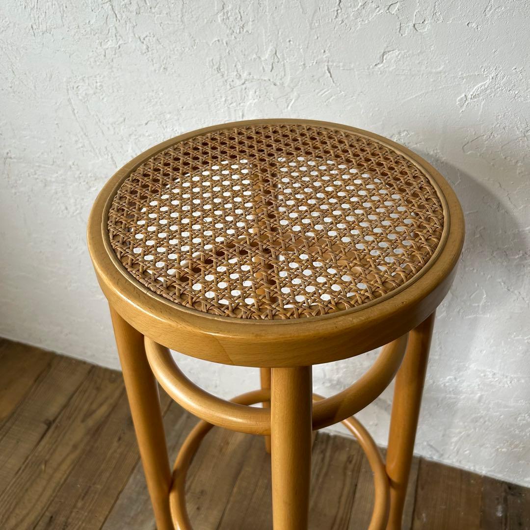 【再塗装・美品】秋田木工 スツール ラタン