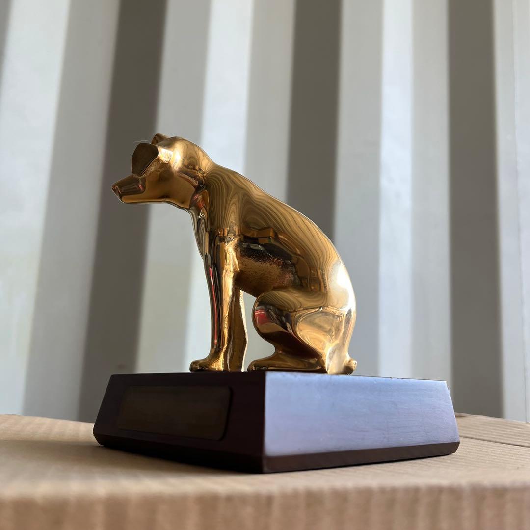 88美品✨ ビクター犬 ニッパー 18センチ ゴールド 置物 レトロ 希少