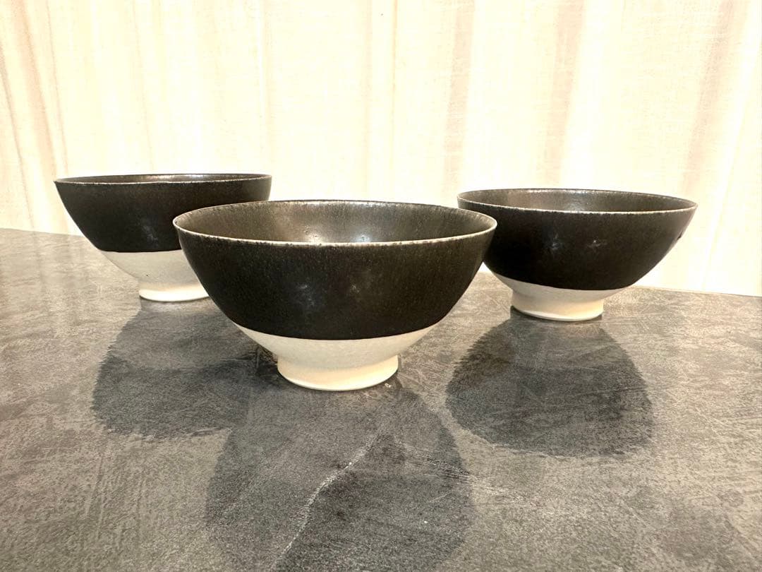 新品/新宿伊勢丹購入 作家 吉田直嗣 ご飯茶碗 3客セット めし碗 陶磁器