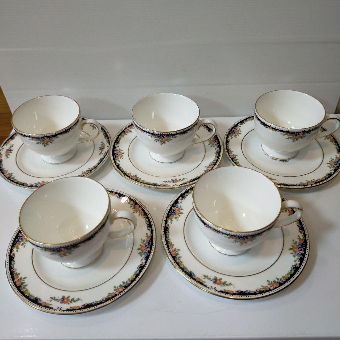 ウェッジウッド 黒壺オズボーン コーヒー、ティーカップ＆ソーサー5客