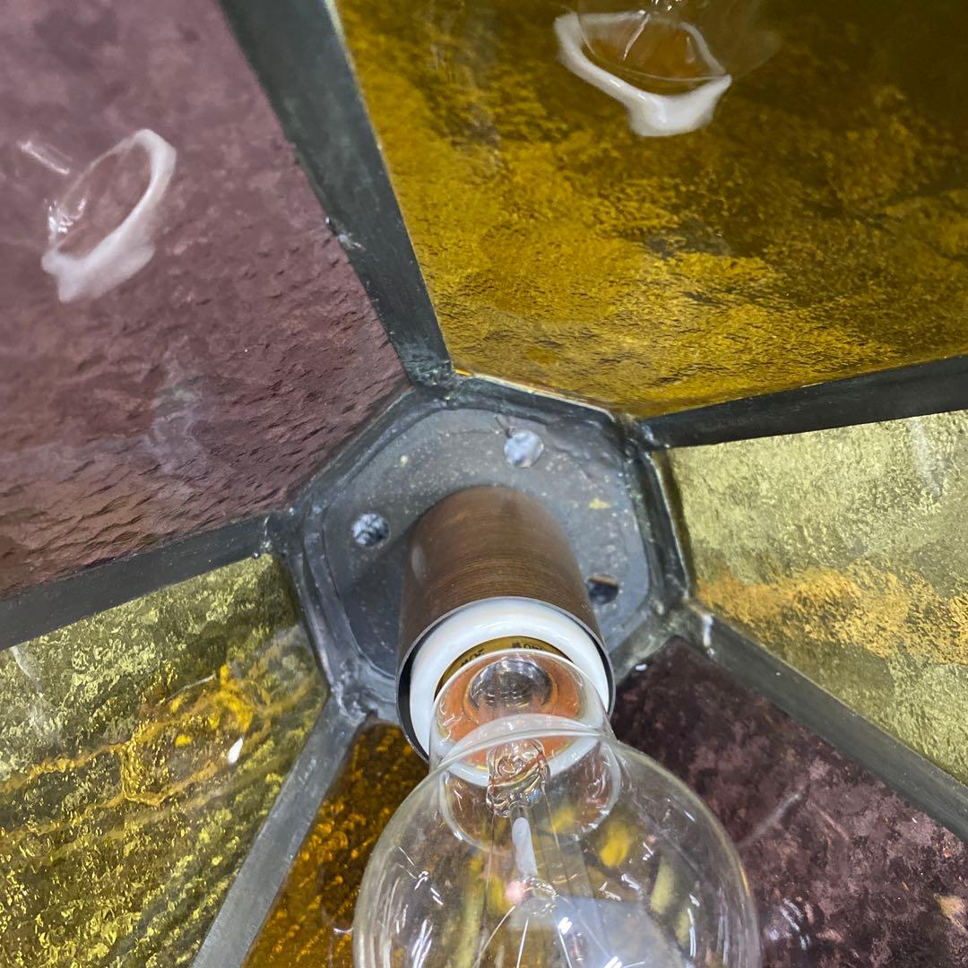 昭和レトロ　ステンドグラス　ペンダントライト　色ガラス　レトロ　ヴィンテージ