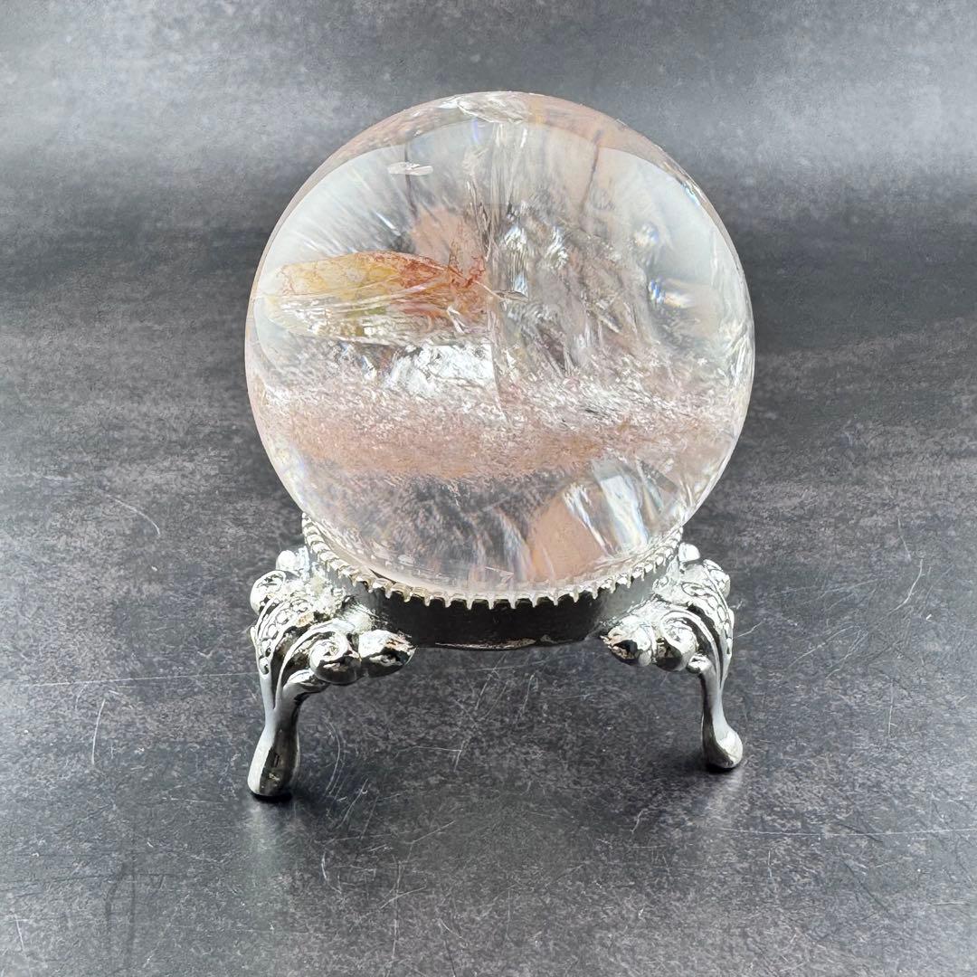 M-44ピンクアゼツライト丸玉 ピンク層状スフィア ピンククォーツ57.4mm