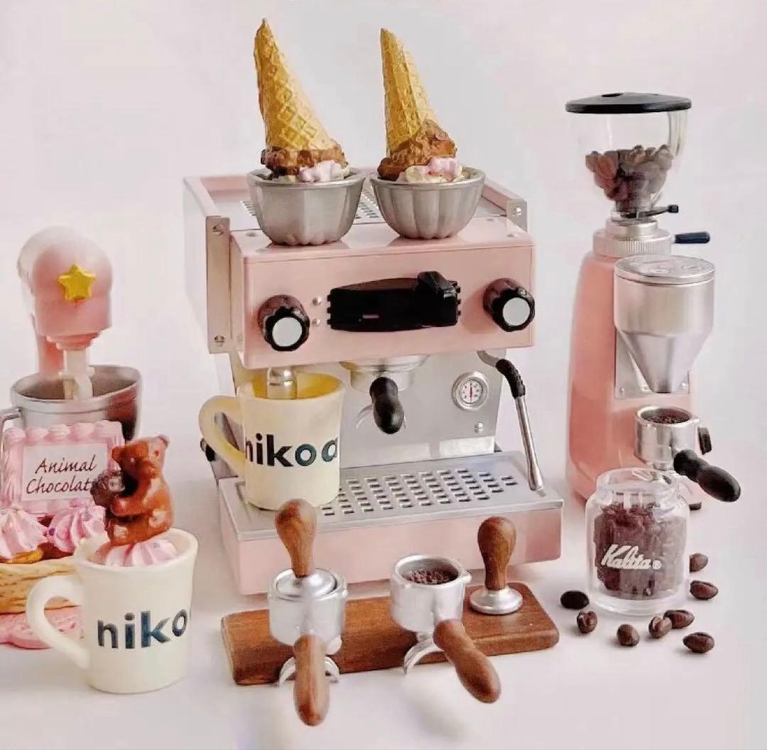 ミニチュア コーヒーマシン エスプレッソマシン サクラピンク ドールハウス