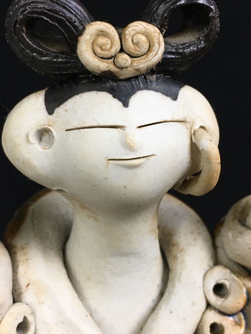 S337青芳人形 砥部焼 念ずれば花ひらく 森元青芳作 置物