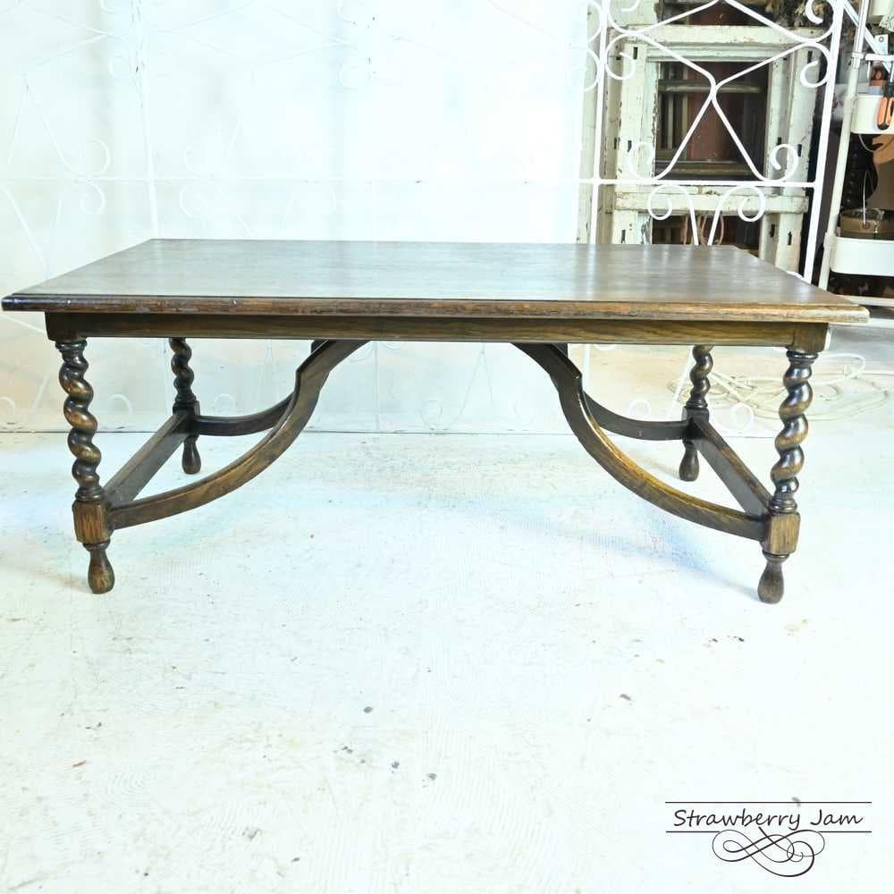 L3705-258 英国アンティーク オーク ローテーブル センターテーブル