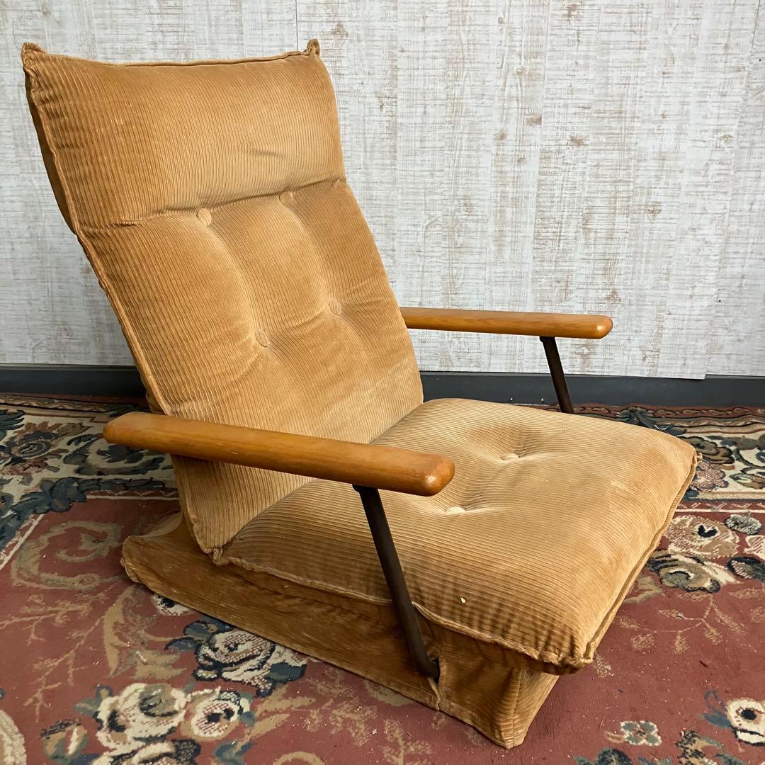 ②国産ビンテージ 昭和レトロ OSLO オスロ コーデュロイリクライニングチェア