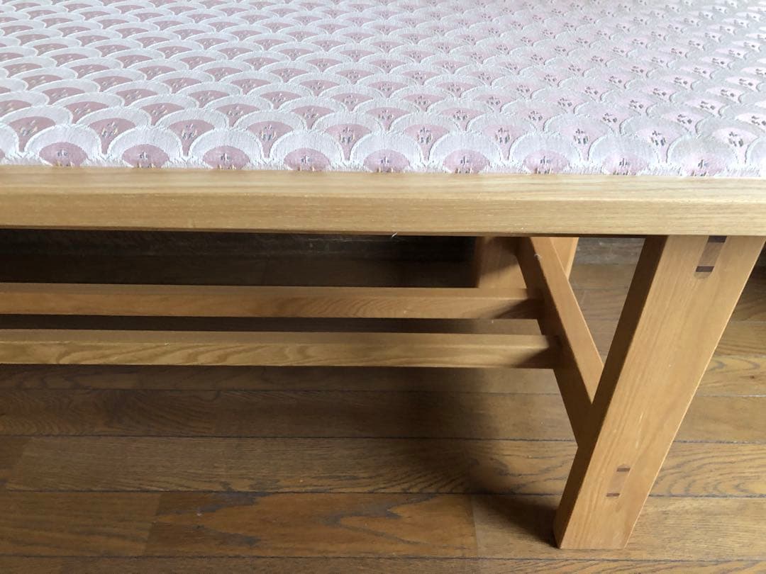 天然木　布貼り　ソファベンチ　3人掛け　組み木　家具　ブランド家具　送料込み