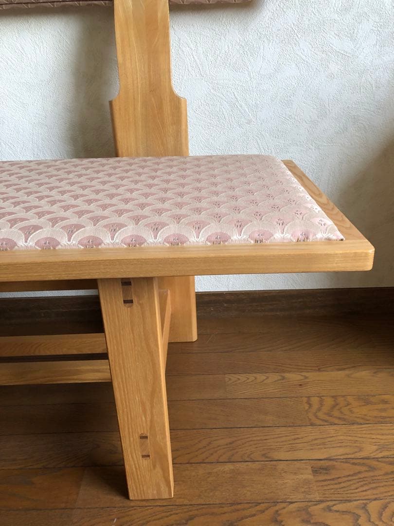 天然木　布貼り　ソファベンチ　3人掛け　組み木　家具　ブランド家具　送料込み