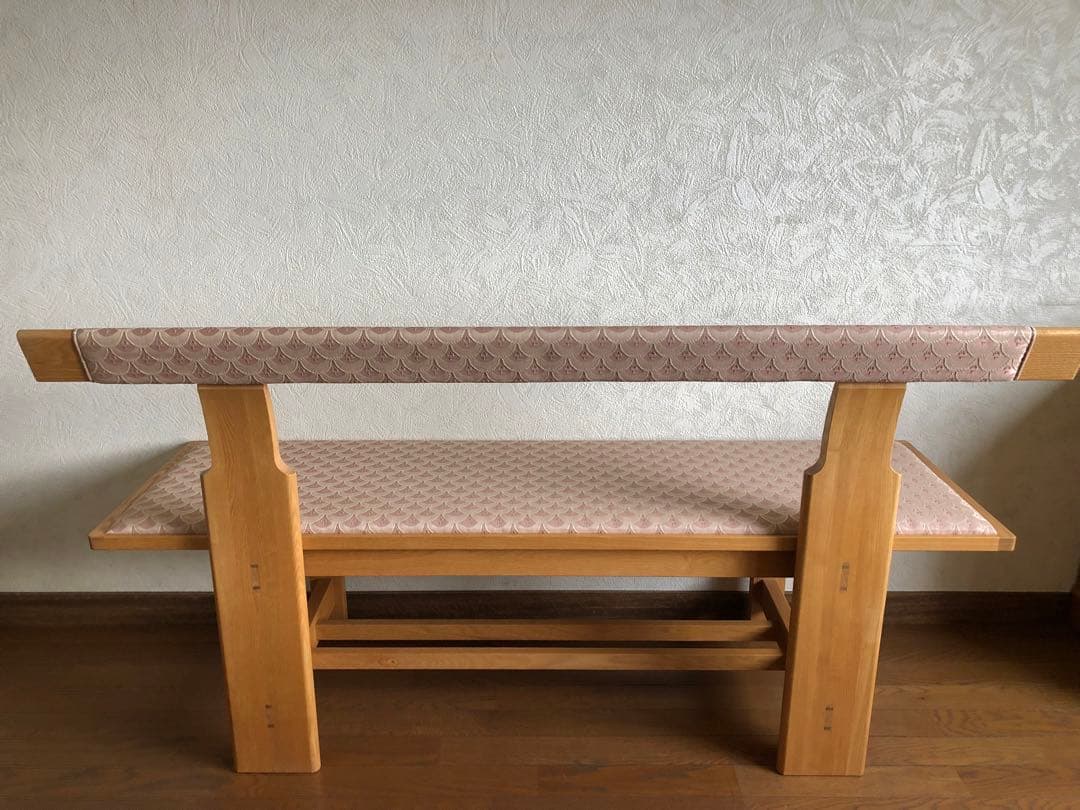 天然木　布貼り　ソファベンチ　3人掛け　組み木　家具　ブランド家具　送料込み