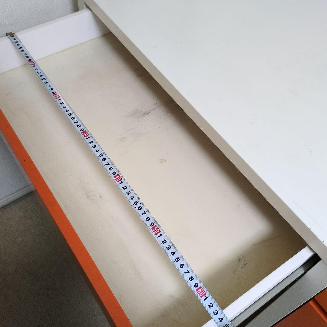 【IKEA】MICKE ミッケ デスク ホワイト×オレンジ 完成品