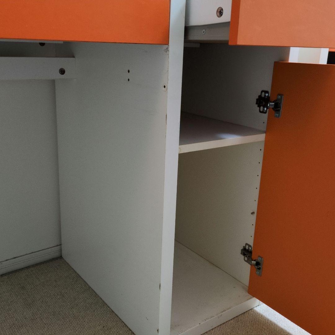 【IKEA】MICKE ミッケ デスク ホワイト×オレンジ 完成品