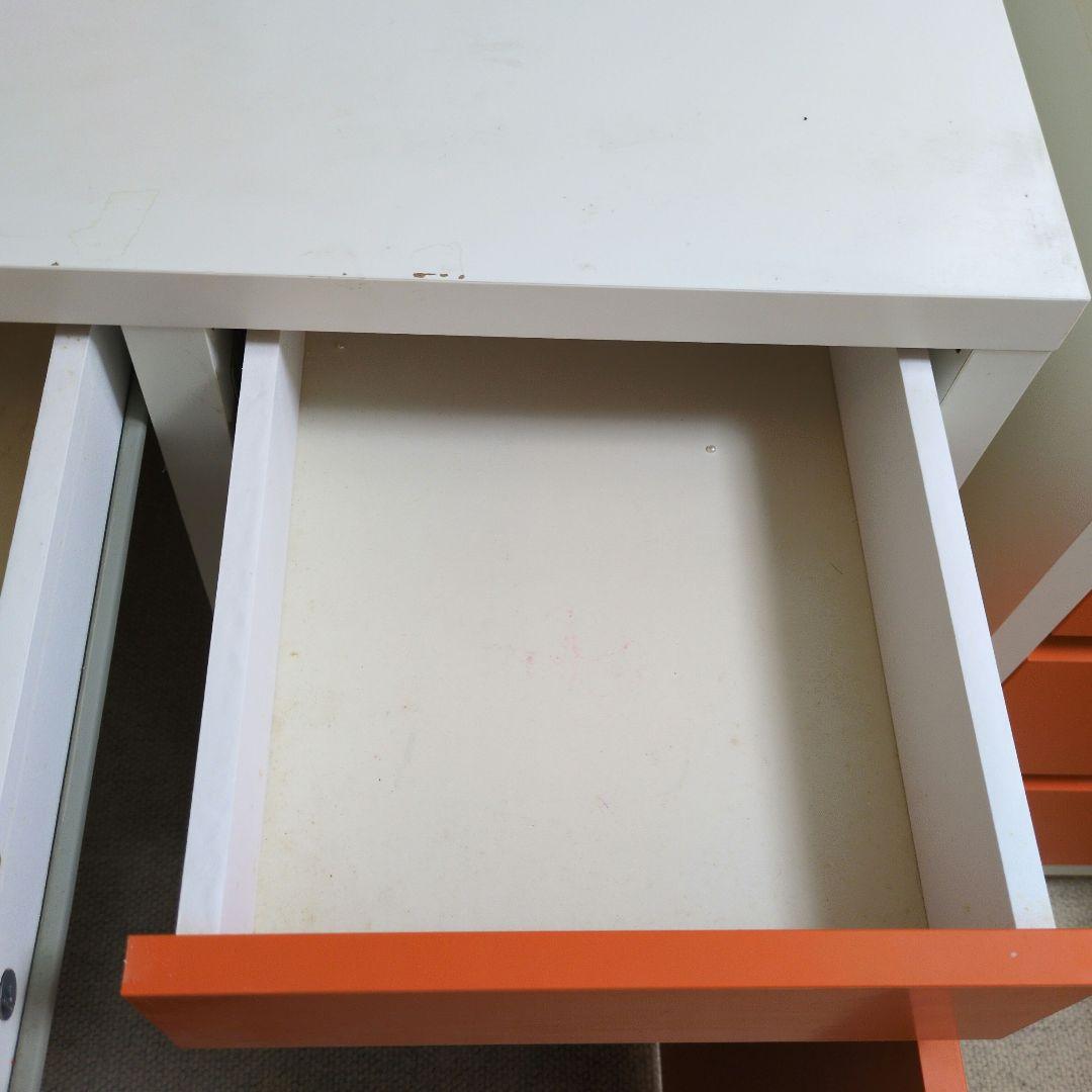 【IKEA】MICKE ミッケ デスク ホワイト×オレンジ 完成品