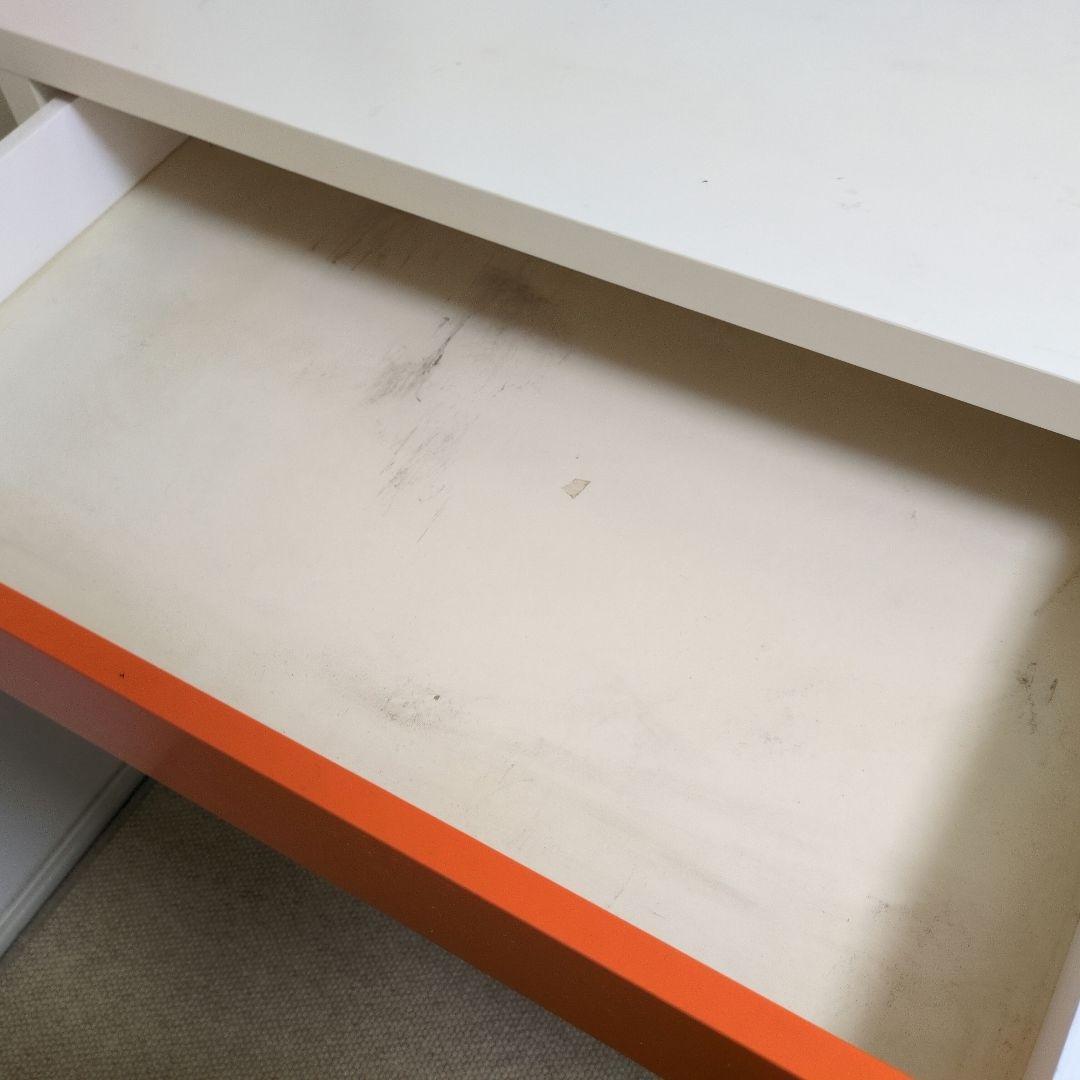 【IKEA】MICKE ミッケ デスク ホワイト×オレンジ 完成品