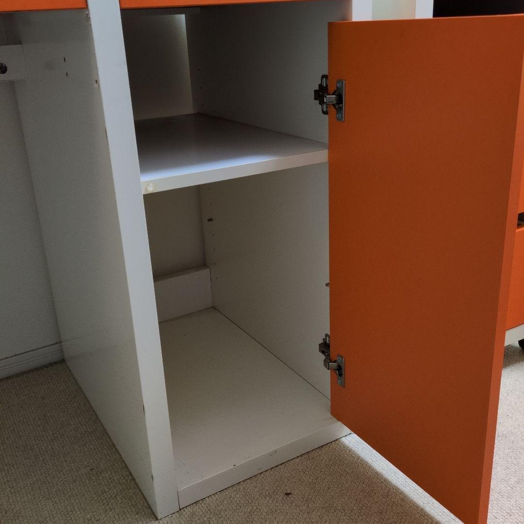 【IKEA】MICKE ミッケ デスク ホワイト×オレンジ 完成品