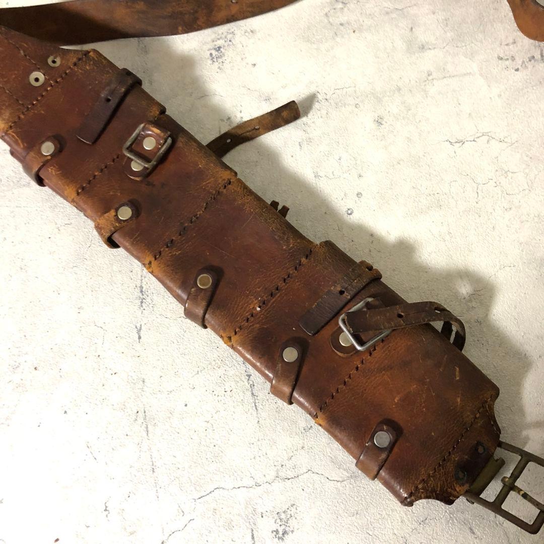 【希少・初期型・王冠刻印】10年代〜30年代 スウェーデン軍 レザーバンダリア