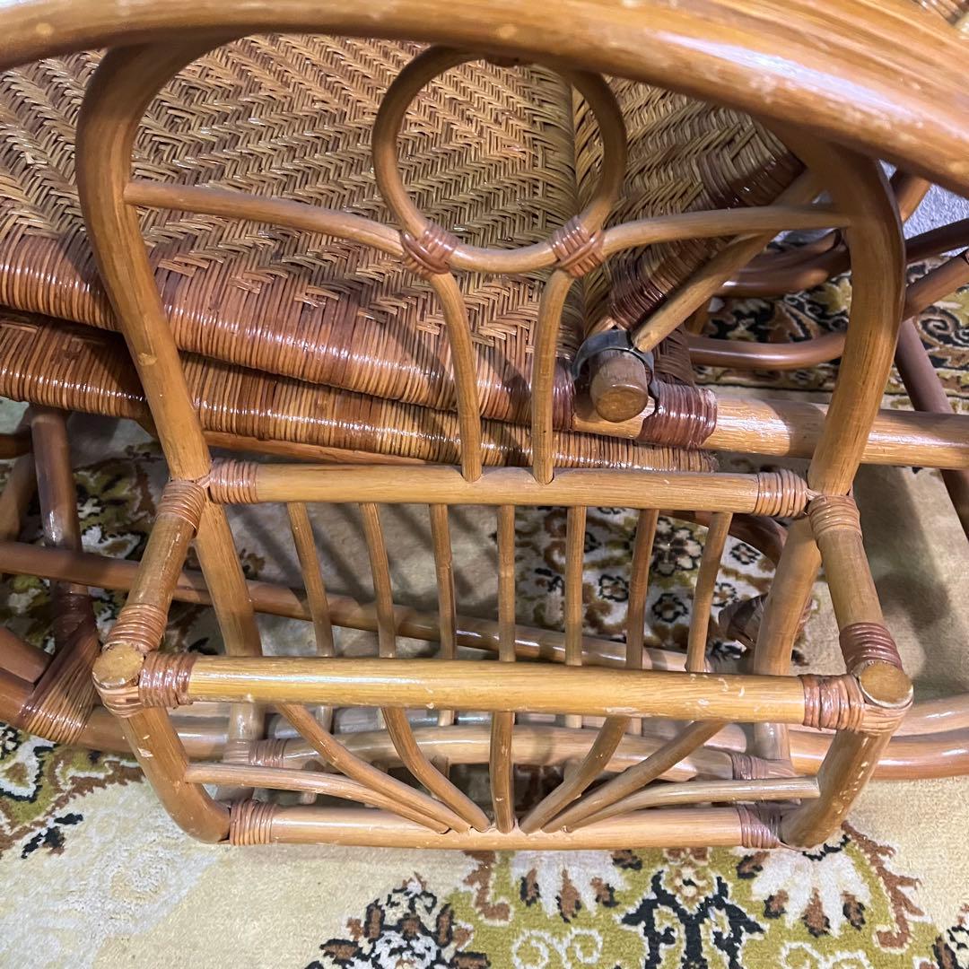 ꧁籐家具꧂ラタン リクライニングソファ 1人掛けソファ 昭和レトロ アジアン