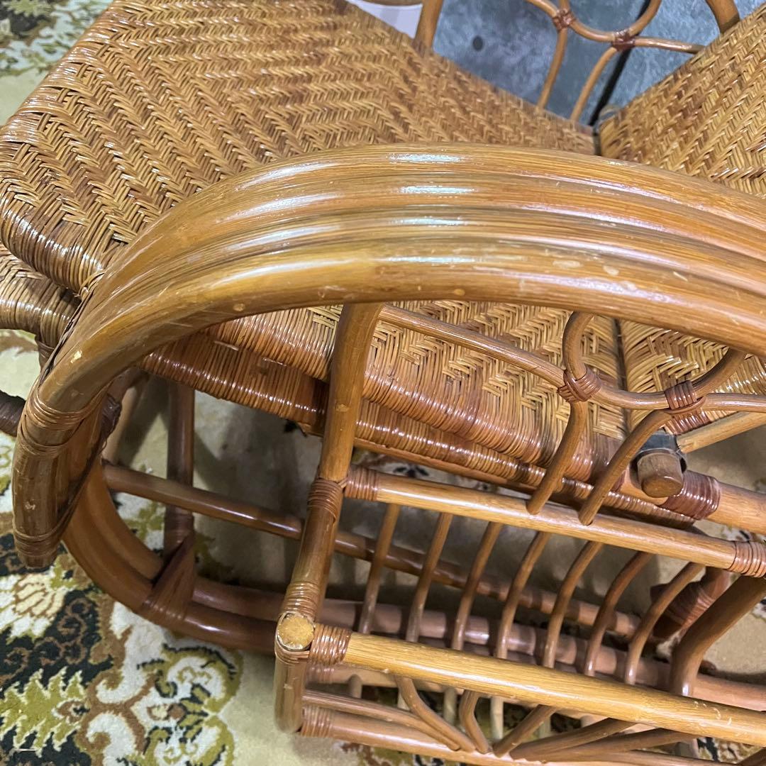꧁籐家具꧂ラタン リクライニングソファ 1人掛けソファ 昭和レトロ アジアン