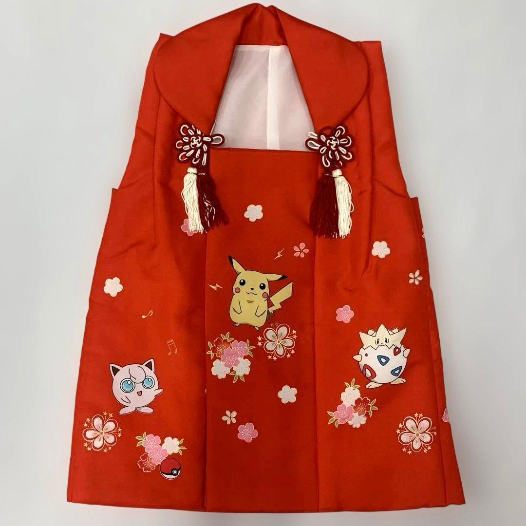 602agu22□七五三 三歳 女の子 ポケモン 着物&被布 金彩□美品