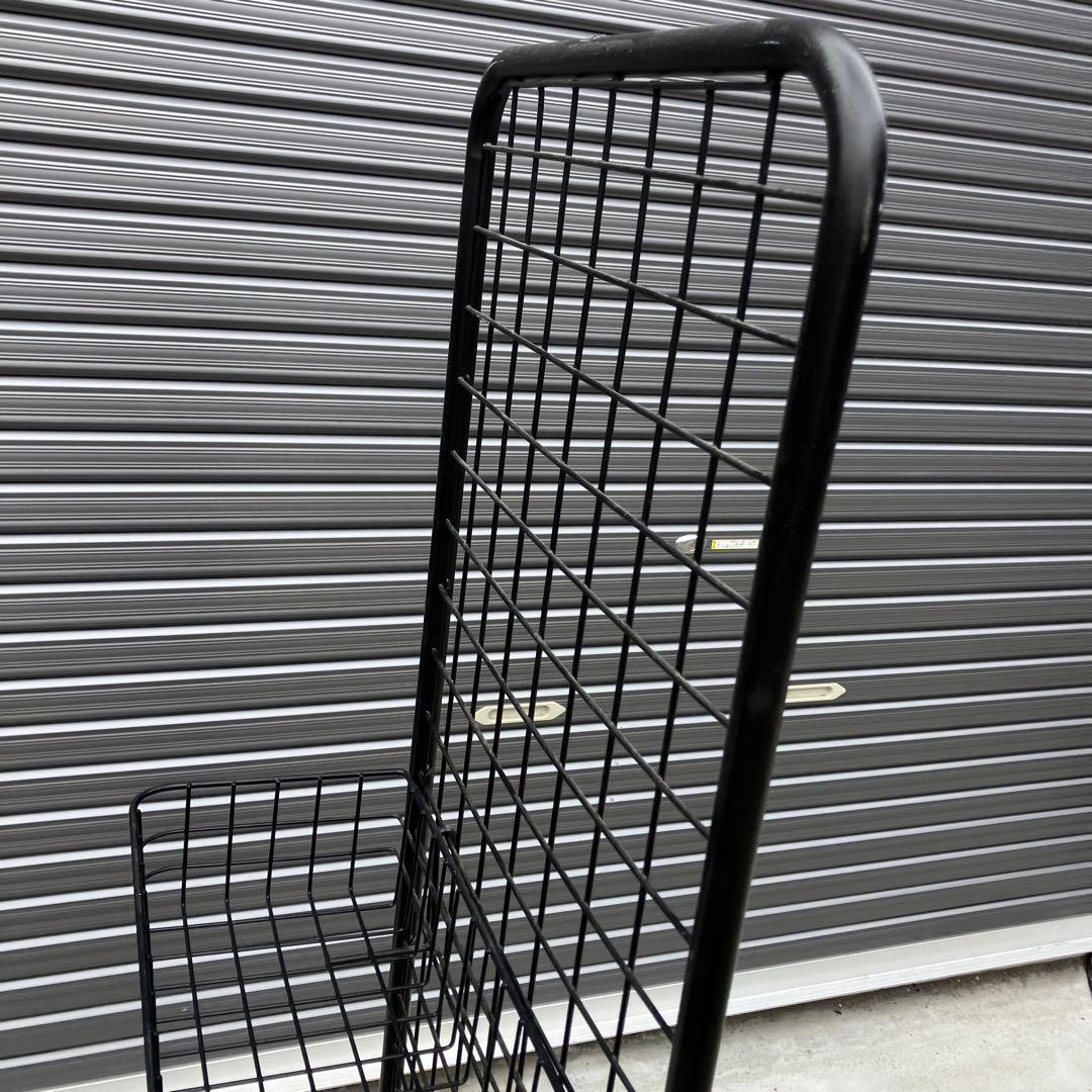 店舗什器 ワイヤーラック ワイヤーバスケット付き メタルラック キャスター付き