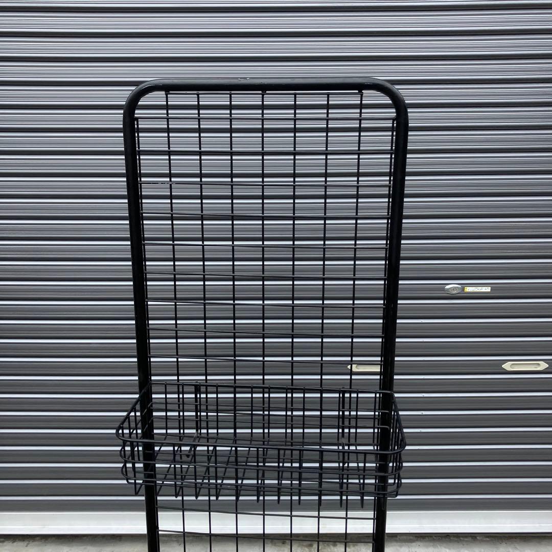 店舗什器 ワイヤーラック ワイヤーバスケット付き メタルラック キャスター付き