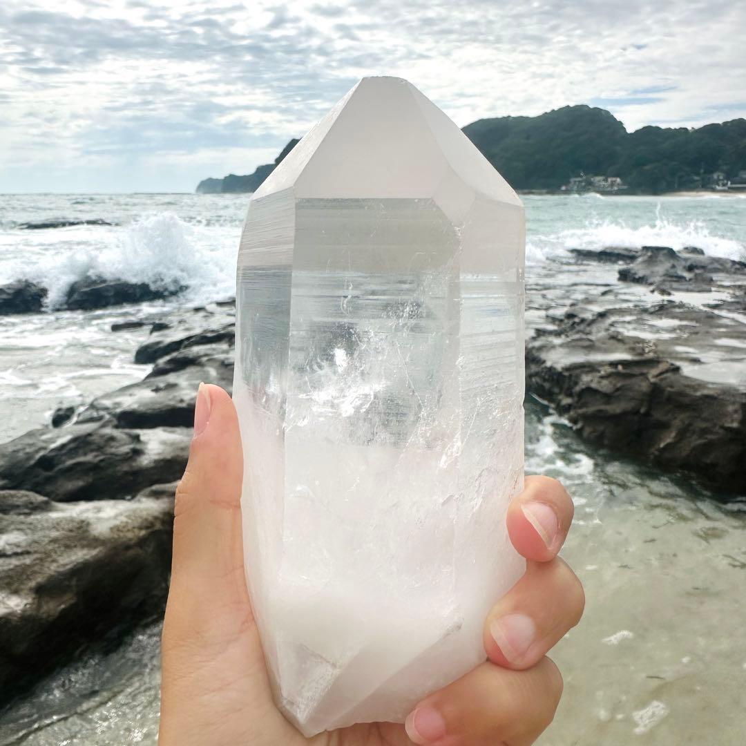 【水晶　ロック クリスタル】　バーコード入り　ビッグポイント　⑤