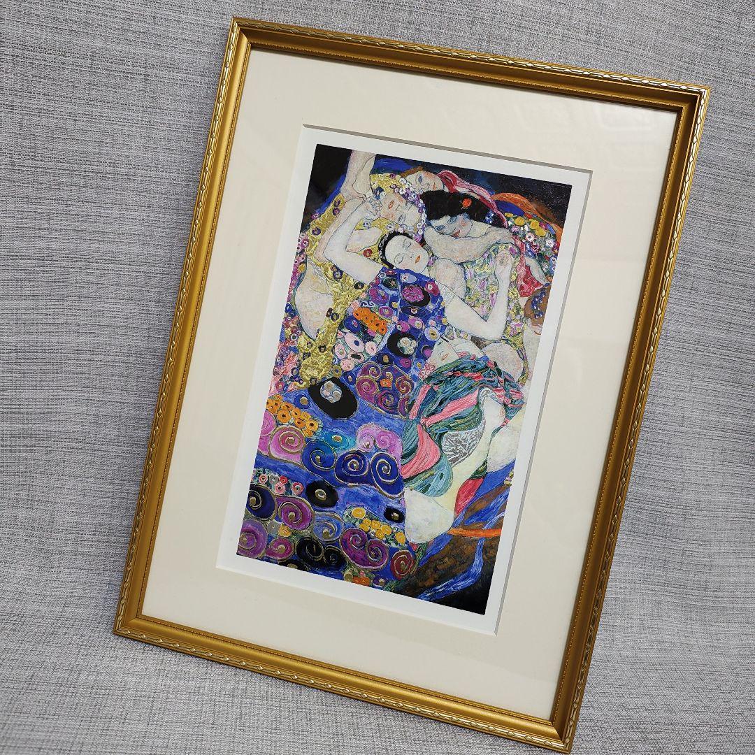 グスタフ クリムト 乙女たち 極美品 インテリアアート 額装 ミクストメディア）