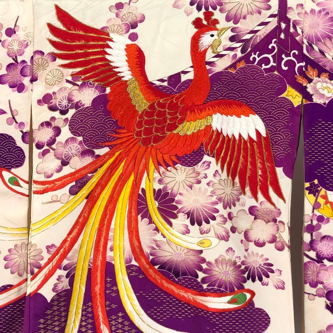 子供着物 七五三 3歳 刺繍 鳳凰 乳白色 CK-7374