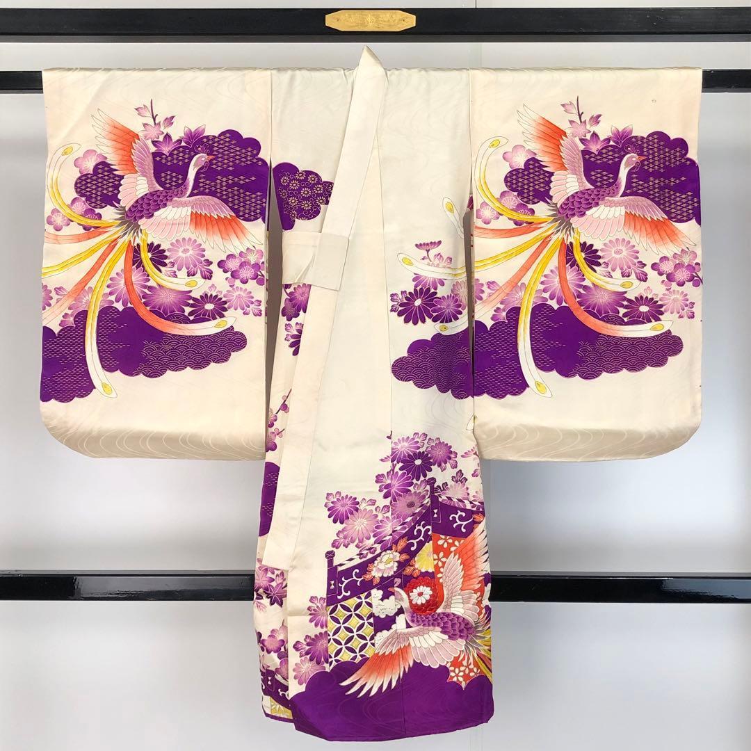 子供着物 七五三 3歳 刺繍 鳳凰 乳白色 CK-7374